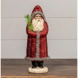 Ragon House Christmas 15.25" Red & Silver Glitter Belsnickle Santa Figurine NEW